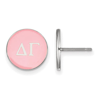 Sterling Silver Rhodium-plated LogoArt Delta Gamma Sorority Greek Letters Color Enamel Post Earrings SS031DG