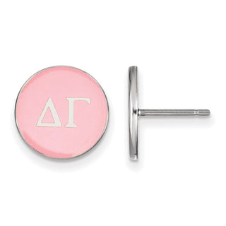 Sterling Silver Rhodium-plated LogoArt Delta Gamma Sorority Greek Letters Color Enamel Post Earrings SS031DG