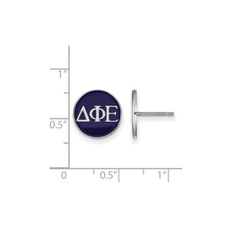 Sterling Silver Rhodium-plated LogoArt Delta Phi Epsilon Sorority Greek Letters Color Enamel Post Earrings SS031DPH