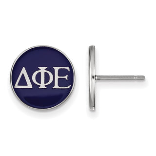 Sterling Silver Rhodium-plated LogoArt Delta Phi Epsilon Sorority Greek Letters Color Enamel Post Earrings SS031DPH