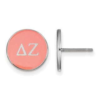 Sterling Silver Rhodium-plated LogoArt Delta Zeta Sorority Greek Letters Color Enamel Post Earrings SS031DZ