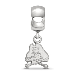 Sterling Silver Rhodium-plated LogoArt East Carolina University Pirate Extra Small Dangle Bead Charm SS031ECU