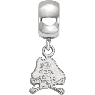 Sterling Silver Rhodium-plated LogoArt East Carolina University Pirate Extra Small Dangle Bead Charm SS031ECU