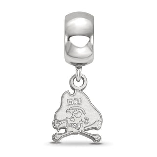 Sterling Silver Rhodium-plated LogoArt East Carolina University Pirate Extra Small Dangle Bead Charm SS031ECU
