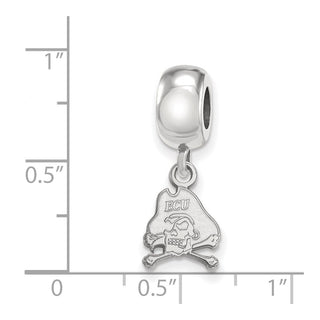 Sterling Silver Rhodium-plated LogoArt East Carolina University Pirate Extra Small Dangle Bead Charm SS031ECU