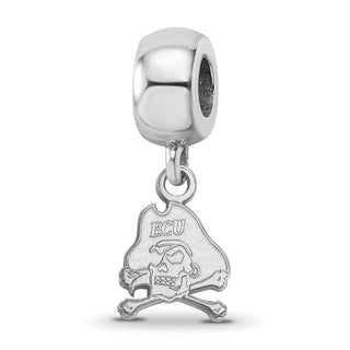 Sterling Silver Rhodium-plated LogoArt East Carolina University Pirate Extra Small Dangle Bead Charm SS031ECU