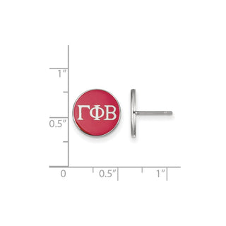 Sterling Silver Rhodium-plated LogoArt Gamma Phi Beta Sorority Greek Letters Color Enamel Post Earrings SS031GPB