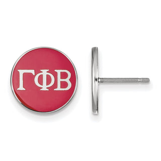 Sterling Silver Rhodium-plated LogoArt Gamma Phi Beta Sorority Greek Letters Color Enamel Post Earrings SS031GPB