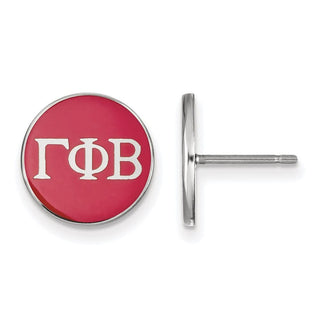 Sterling Silver Rhodium-plated LogoArt Gamma Phi Beta Sorority Greek Letters Color Enamel Post Earrings SS031GPB