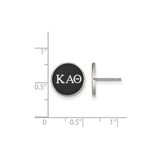 Sterling Silver Kappa Alpha Theta Sorority Stud Earrings - Greek Letters Enamel, 12 x 12mm, Rhodium-Plated