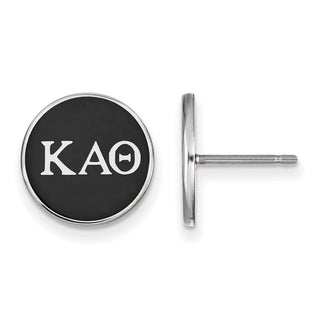 Sterling Silver Rhodium-plated LogoArt Kappa Alpha Theta Sorority Greek Letters Color Enamel Post Earrings