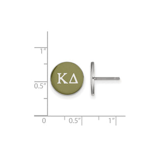 Sterling Silver Rhodium-plated LogoArt Kappa Delta Sorority Greek Letters Color Enamel Post Earrings SS031KD