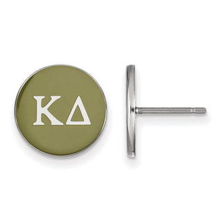 Sterling Silver Rhodium-plated LogoArt Kappa Delta Sorority Greek Letters Color Enamel Post Earrings SS031KD