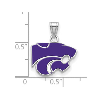 Sterling Silver Rhodium-plated LogoArt Kansas State University Wildcat Small Enameled Pendant