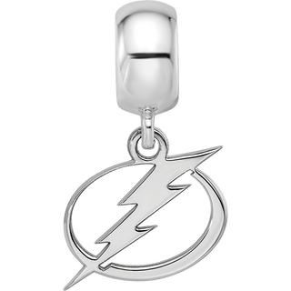 Sterling Silver Rhodium-plated NHL LogoArt Tampa Bay Lightning Small Dangle Bead