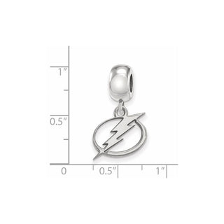 Sterling Silver Rhodium-plated NHL LogoArt Tampa Bay Lightning Small Dangle Bead