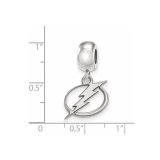 Sterling Silver Rhodium-plated NHL LogoArt Tampa Bay Lightning Small Dangle Bead