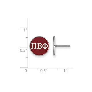 Sterling Silver Rhodium-plated LogoArt Pi Beta Phi Sorority Greek Letters Color Enamel Post Earrings SS031PBP
