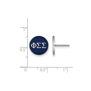 Sterling Silver Rhodium-plated LogoArt Phi Sigma Sigma Sorority Greek Letters Color Enamel Post Earrings SS031PSS