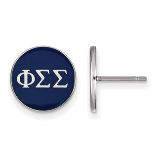 Sterling Silver Rhodium-plated LogoArt Phi Sigma Sigma Sorority Greek Letters Color Enamel Post Earrings SS031PSS