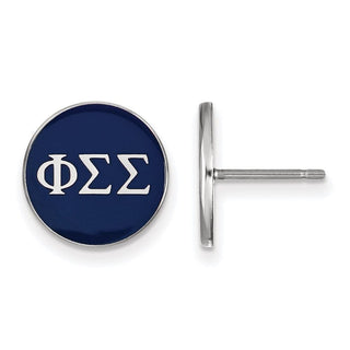 Sterling Silver Rhodium-plated LogoArt Phi Sigma Sigma Sorority Greek Letters Color Enamel Post Earrings SS031PSS