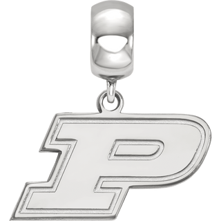Sterling Silver Rhodium-plated LogoArt Purdue University Letter P Small Dangle Bead Charm