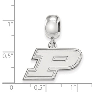 Sterling Silver Rhodium-plated LogoArt Purdue University Letter P Small Dangle Bead Charm