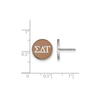 Sterling Silver Rhodium-plated LogoArt Sigma Delta Tau Sorority Greek Letters Color Enamel Post Earrings SS031SDT