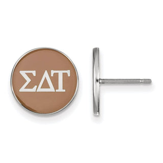 Sterling Silver Rhodium-plated LogoArt Sigma Delta Tau Sorority Greek Letters Color Enamel Post Earrings SS031SDT