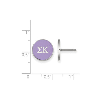 Sterling Silver Rhodium-plated LogoArt Sigma Kappa Sorority Greek Letters Color Enamel Post Earrings SS031SKP