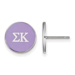 Sterling Silver Rhodium-plated LogoArt Sigma Kappa Sorority Greek Letters Color Enamel Post Earrings SS031SKP