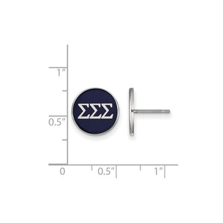 Sterling Silver Rhodium-plated LogoArt Sigma Sigma Sigma Sorority Greek Letters Color Enamel Post Earrings SS031SSS