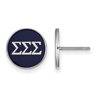 Sterling Silver Rhodium-plated LogoArt Sigma Sigma Sigma Sorority Greek Letters Color Enamel Post Earrings SS031SSS