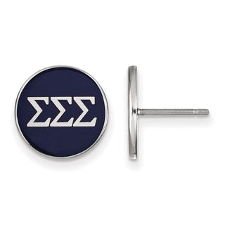 Sterling Silver Rhodium-plated LogoArt Sigma Sigma Sigma Sorority Greek Letters Color Enamel Post Earrings SS031SSS