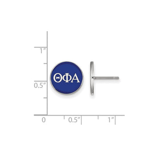 Sterling Silver Rhodium-plated LogoArt Theta Phi Alpha Sorority Greek Letters Color Enamel Post Earrings SS031TPA