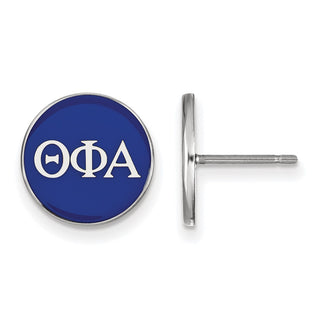 Sterling Silver Rhodium-plated LogoArt Theta Phi Alpha Sorority Greek Letters Color Enamel Post Earrings SS031TPA