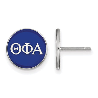 Sterling Silver Rhodium-plated LogoArt Theta Phi Alpha Sorority Greek Letters Color Enamel Post Earrings SS031TPA