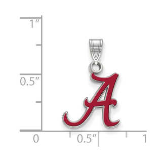 Sterling Silver Rhodium-plated LogoArt University of Alabama Letter A Small Enameled Pendant