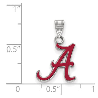 Sterling Silver Rhodium-plated LogoArt University of Alabama Letter A Small Enameled Pendant