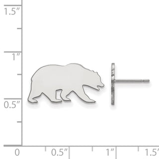 10k White Gold LogoArt University of California Berkeley Bear Small Post Earrings