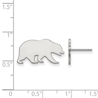 Sterling Silver Rhodium-plated LogoArt University of California Berkeley Bear Small Post Earrings