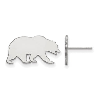 Sterling Silver Rhodium-plated LogoArt University of California Berkeley Bear Small Post Earrings