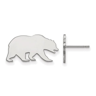 14k White Gold LogoArt University of California Berkeley Bear Small Post Earrings