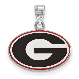 Sterling Silver Rhodium-plated LogoArt University of Georgia Letter G Small Enameled Pendant