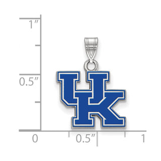 Sterling Silver Rhodium-plated LogoArt University of Kentucky U-K Small Enameled Pendant