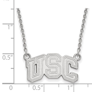 Sterling Silver Rhodium-plated LogoArt University of Southern California U-S-C Small Pendant 18 inch Necklace
