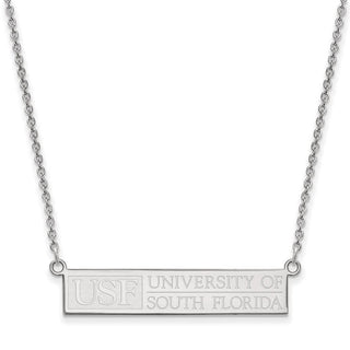 Sterling Silver Rhodium-plated LogoArt University of South Florida Small Bar 18 inch Necklace