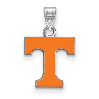 Sterling Silver Rhodium-plated LogoArt University of Tennessee Letter T Small Enameled Pendant