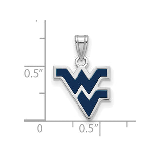 Sterling Silver Rhodium-plated LogoArt West Virginia University W-V Small Enameled Pendant