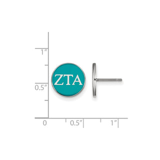 Sterling Silver Rhodium-plated LogoArt Zeta Tau Alpha Sorority Greek Letters Color Enamel Post Earrings SS031ZTA